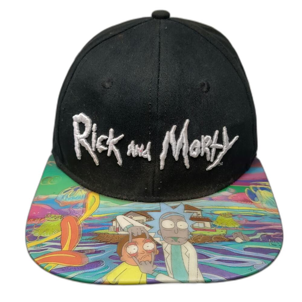 Bioworld Snapback Black One Size Rick and Morty Graphic Brim Embroidered Hat